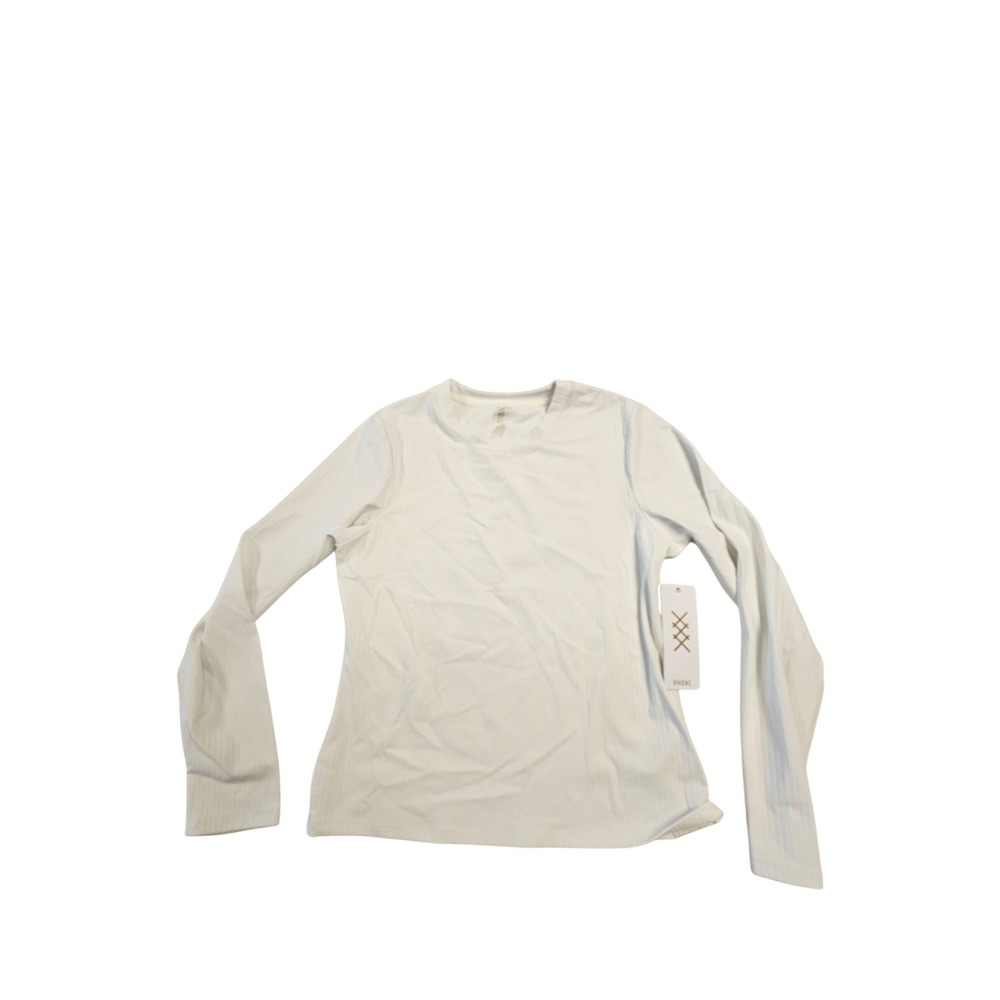 Rhone Womens White Ribbed‎ Long Sleeve Activewear Training Top XL New With Tags